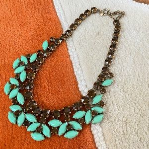 J Crew Mint Crystal Fall Statement Necklace